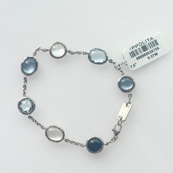 IPPOLITA LUCE 7-STONE CHAIN BRACELET IN STERLING SILVER MOTHER OF PEARL NEW - Picture 6 of 14